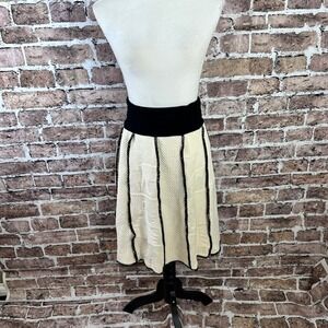 Green 3 Womens Sweater Patchwork Mini Skirt Small Black Waist Cream A Line